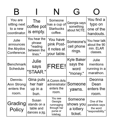 Coordinators' Day Bingo Card