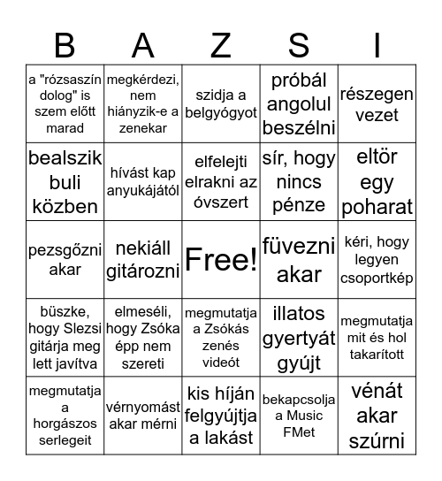 Bazsi Bingo Card