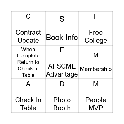 AFSCME Bingo Card