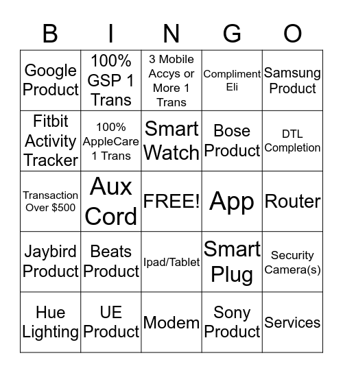 SMART HOME BINGO Card