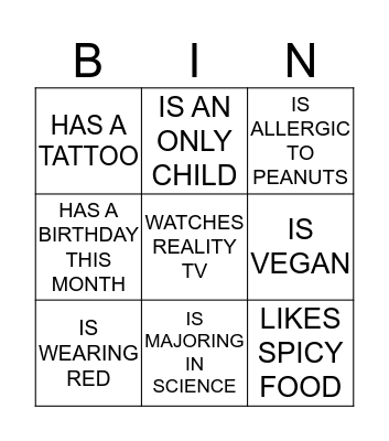 ICEBREAKER BINGO Card