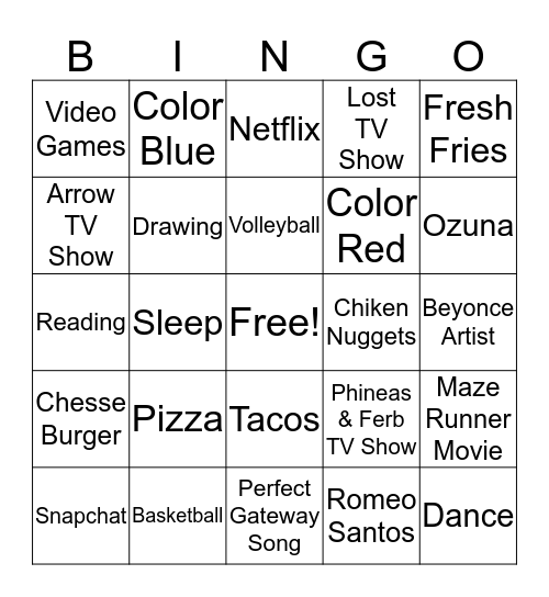 Find SomeOne Who Likes... Bingo Card