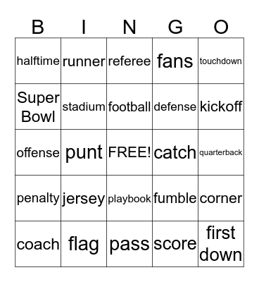 Football Bingo Card