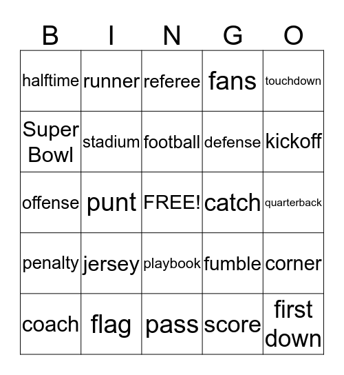 Football Bingo Card