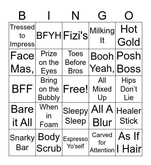 Posh Bingo Card