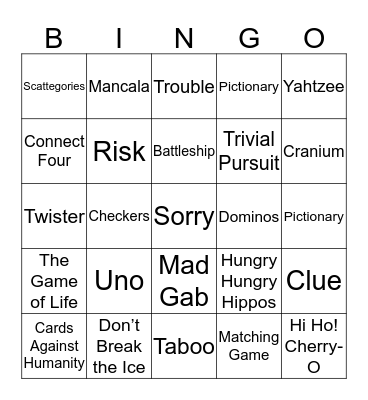 Games Bingo Card