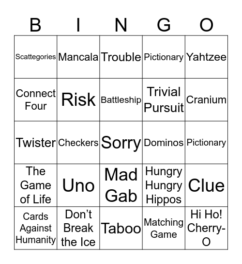 Games Bingo Card