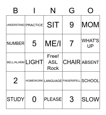 FS and Number Bingo Card