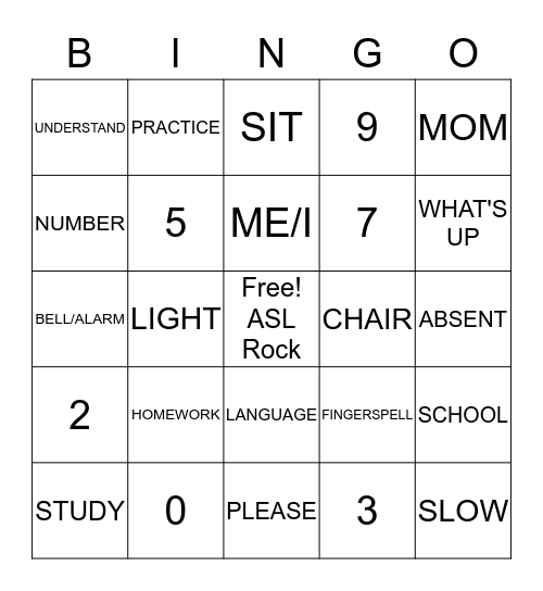 FS and Number Bingo Card