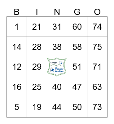 COLEGIO PENSAR ANDINO Bingo Card