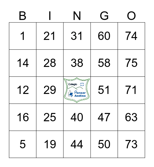 COLEGIO PENSAR ANDINO Bingo Card