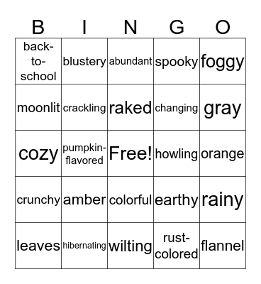 Fall  Bingo Card