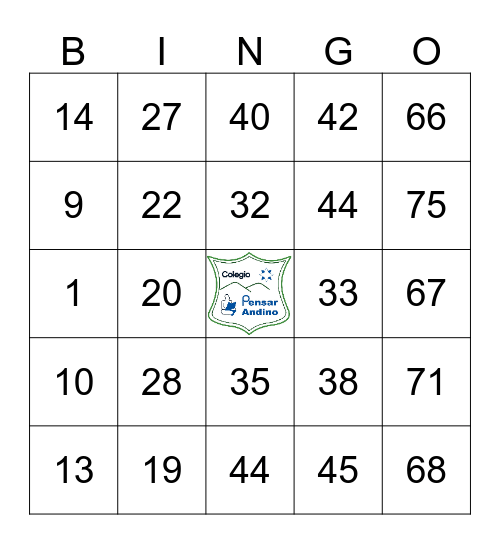 COLEGIO PENSAR ANDINO Bingo Card