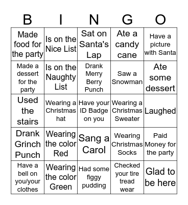 Circut Court Christmas Bingo Card