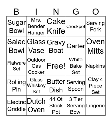 Chrissy's Shower Bingo Card