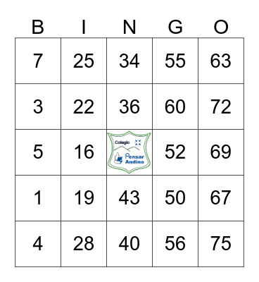 COLEGIO PENSAR ANDINO Bingo Card