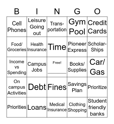 Budget Bingo Card