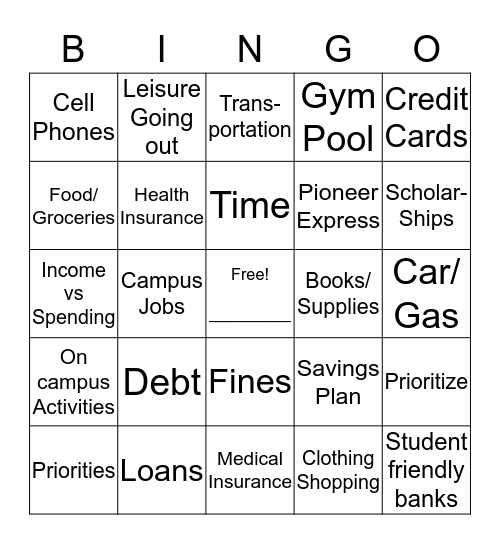 Budget Bingo Card