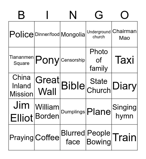 Dispatches Bingo Card