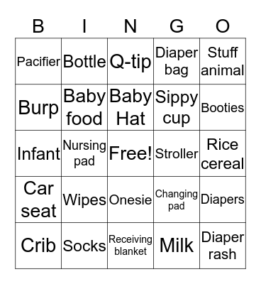 Shaneice & Tremayne Baby Shower  Bingo Card