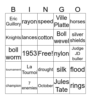 Louisiana Tournoi  Bingo Card
