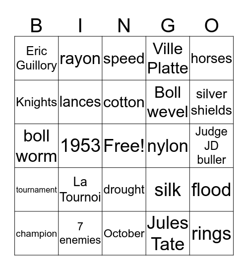 Louisiana Tournoi  Bingo Card