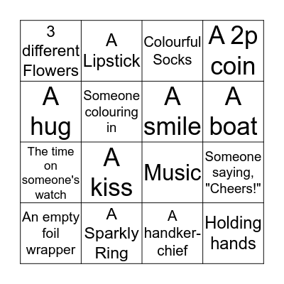 Wedding I spy Bingo Card