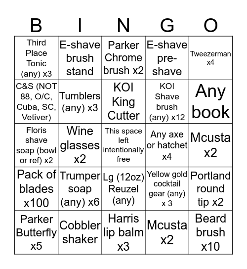 The Sept-Oct Bing-STRAVAGANZA Bingo Card