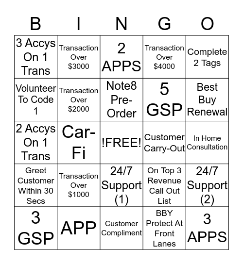 BINGO! BINGO! BINGO! Bingo Card