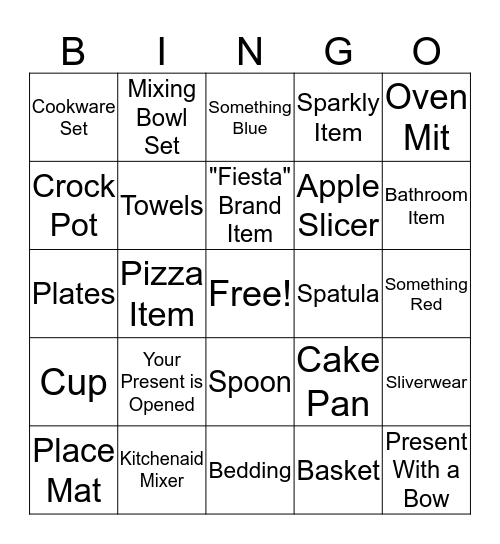 Gift Bingo Card