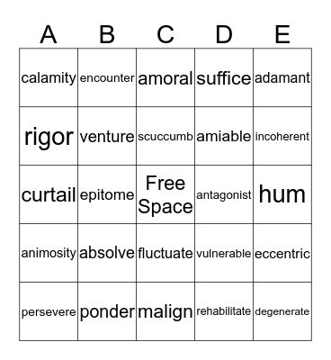 BINGO LESSON 1 Bingo Card