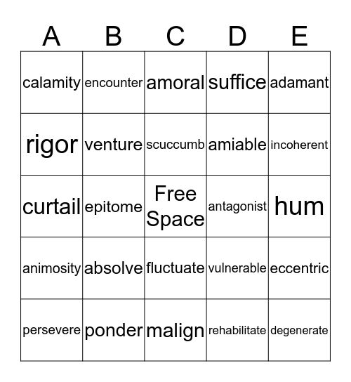 BINGO LESSON 1 Bingo Card