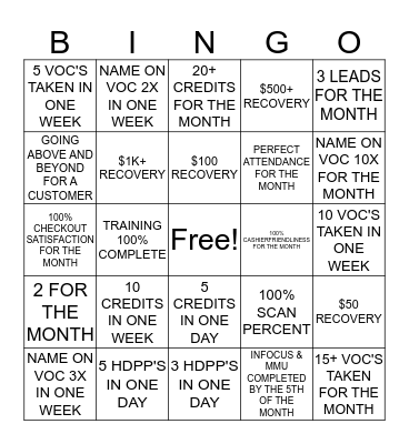 FRONT END #1064 Bingo Card