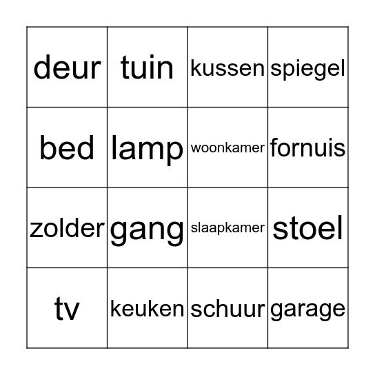 huis Bingo Card