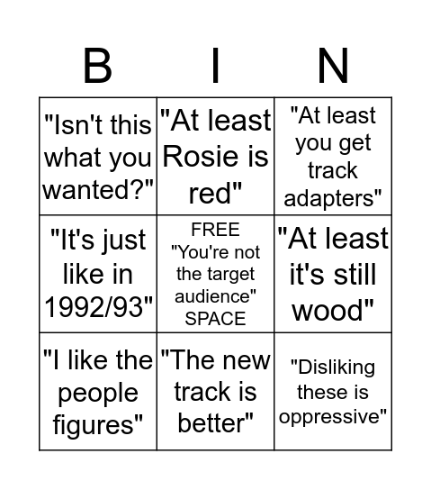 Thomas & Friends Wood Bingo Card