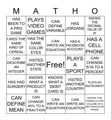 FIND SOMEONE WHO Bingo Card