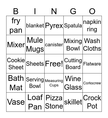 Bridal Shower Bingo Card