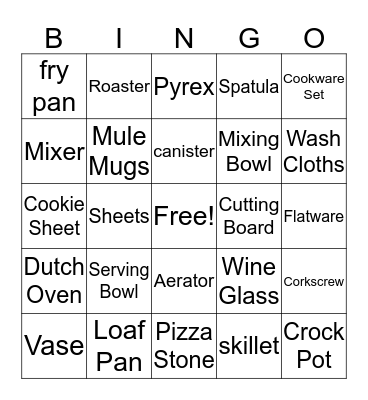 Bridal Shower Bingo Card