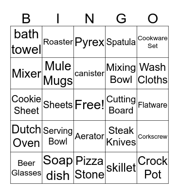 Bridal Shower Bingo Card