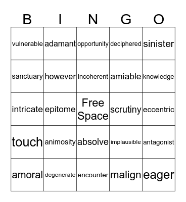 BINGO LESSON 1 Bingo Card