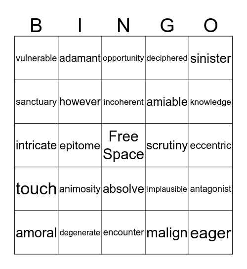 BINGO LESSON 1 Bingo Card