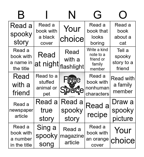 Spooktacular Reading Challenge Bingo Card