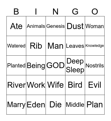 God's Plan for People Bingo Card