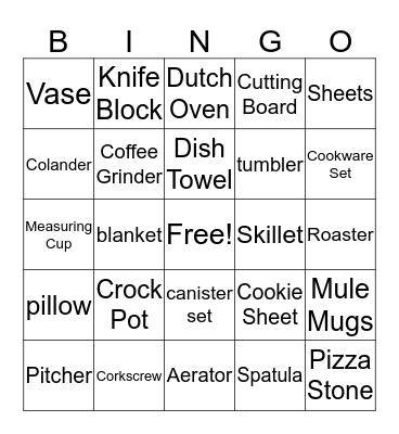 Bridal Shower Bingo Card