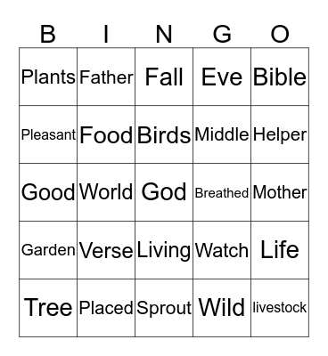 God's Plan for People Bingo Card