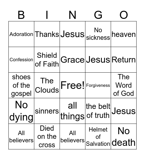 Bible Review Bingo Card