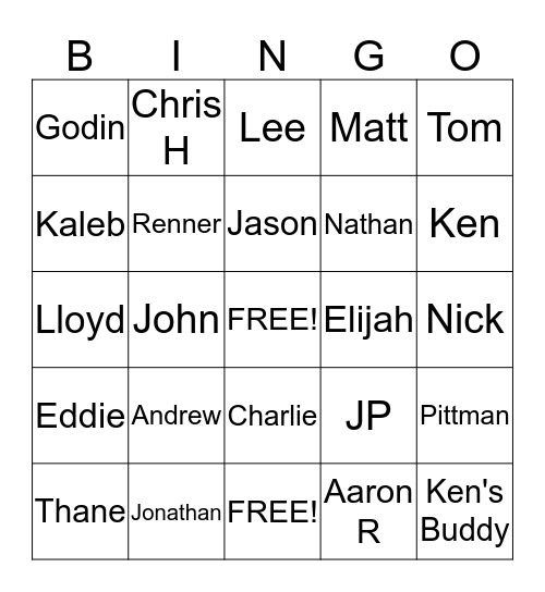 Puke Bingo Card