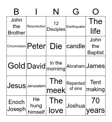 BIBLE Bingo Card