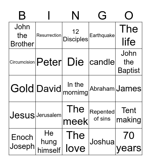 BIBLE Bingo Card