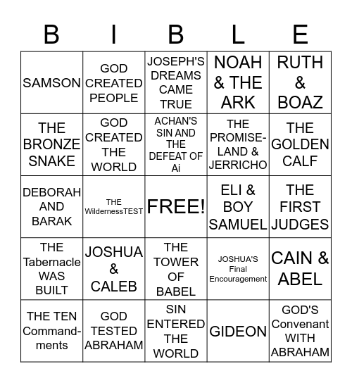 BIBLE BINGO Card